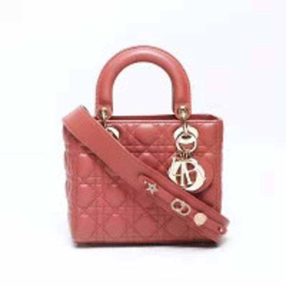 Dior Christian Leather Bag Lady Pink  Shoulder